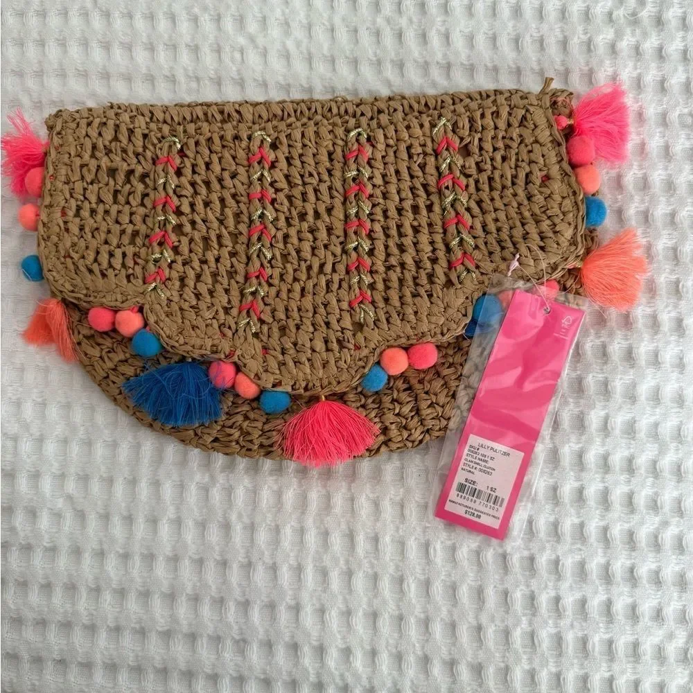 New Lilly Pulitzer CLAM SHELL CLUTCH STYLE#: 008263, NATURAL